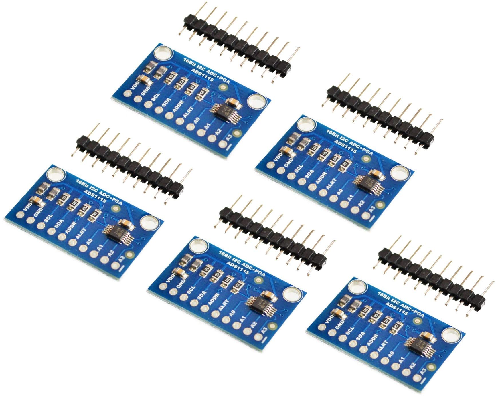 TECNOIOT 5pcs ADS1115 Module ADC Module 16Bit I2C 4-Channel ADS 1115 | 5pcs Module Ads1115 16 Bits ADC I2c 4 Channels With Gain Amplifier