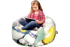 BOY MCOWBOY Clear Stuffed Animal Storage Bean Bag Chair Cover for Kids, Extra Large Waterparoof Beanbag Chair Cover with Zipper, PVC Bean Bag Chair for Children Plush Toys Storage & Organizing (Small)