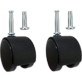 Shepherd 2" Smooth-Rolling Twin Wheel Office Chair Casters, Dual-Wheel Swivel Caster Wheels for Office Chairs, Set of 2, Black