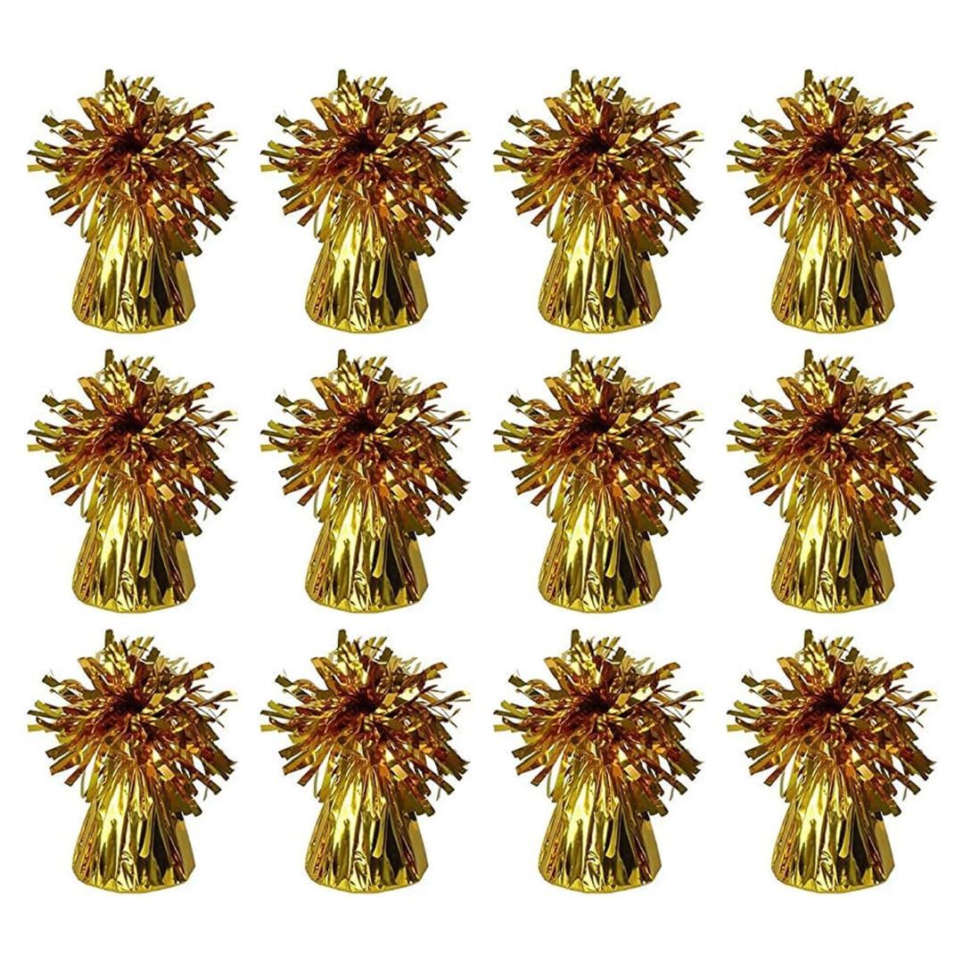 Balloon Weights 12 Pack Gold Foil, Suitable for Helium Balloons at Birthdays, Parties, Events, Weddings & Celebrations, Heavy & Durable 85g