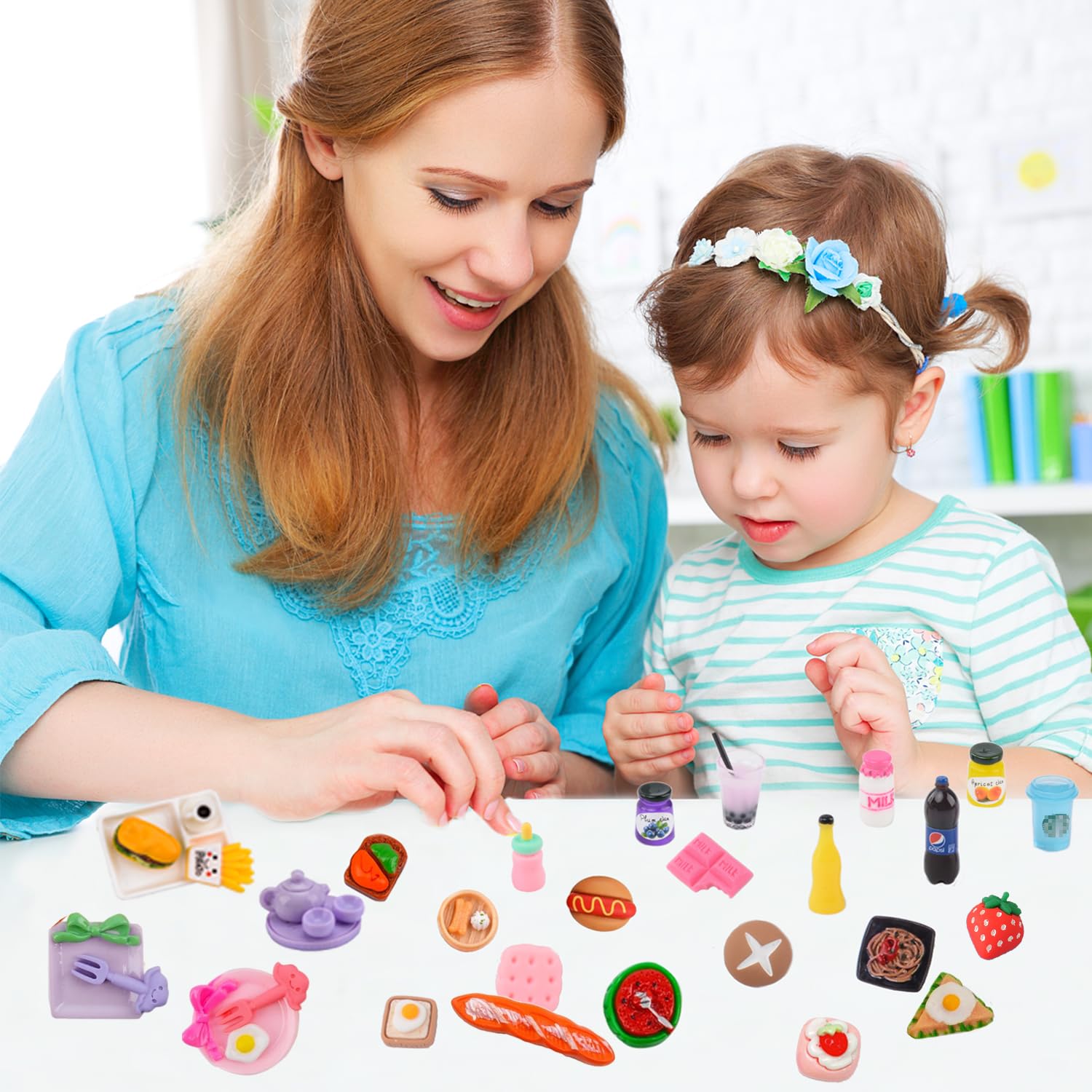 100Pcs Miniature Foods Mini Food Miniature Doll House Accessories Small Resin Doll Food Dollhouse Food Set for Pretend Play Kitchen