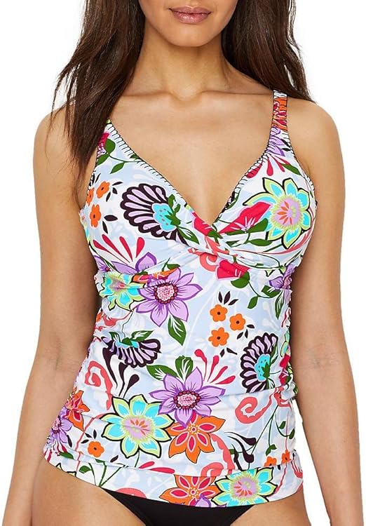 anne cole tropical floral surplice swimdress