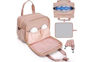 OCKLILY Wearable Breast Pump Bag, Breast Milk Cooler Bags with Insulated Compartment, Pumping Bag Compatible with Momcozy, Medela and Elvie Pumps, Pump Carrying Case for Work Travel Camping, Pink
