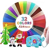 3D PLA Pen Filament,Pen Filament Refills with 1.75MM and Filament for 3D Pen Contain 32 Colors,Each Color 16.5 Feet,Total Abo