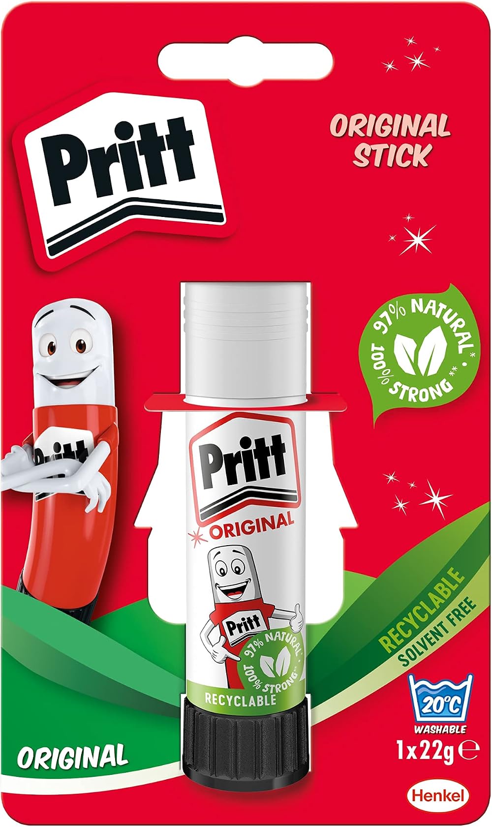Pritt Glue Stick 22g Safe Child Friendly White Adhesive for Arts & Crafts