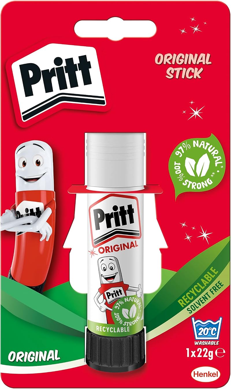 Pritt Glue Stick 22g Safe Child Friendly White Adhesive for Arts & Crafts