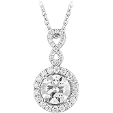 DovEggs Moissanite Necklace Pendant for Women 2carat 8mm G-H Color Brilliant Round Moissanite Halo Infinity Pendant Necklace Sterling Silver with 18K White Gold Plated Ideal Gift for Her