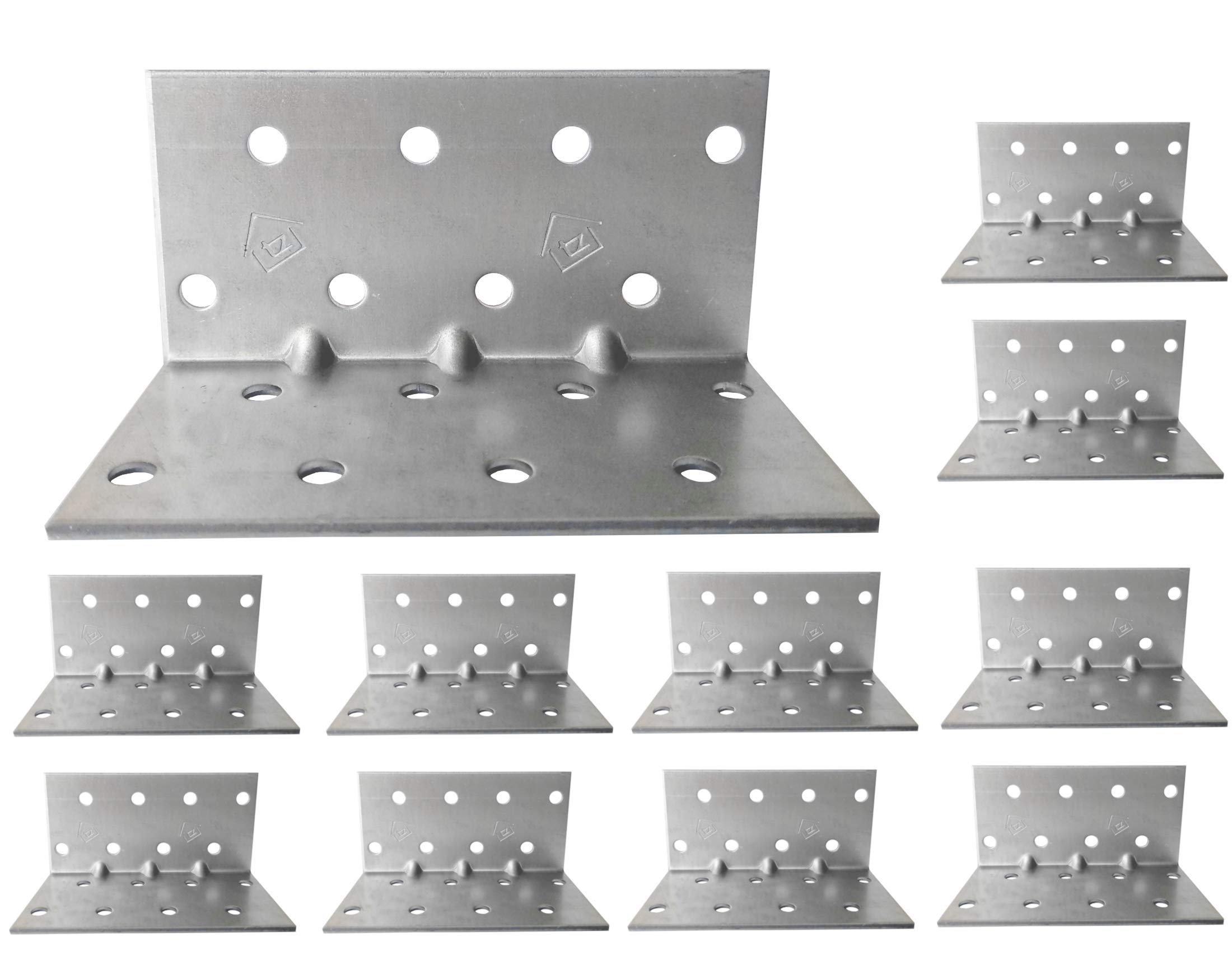 Corner Braces Brackets Plates, Heavy Duty Wooden Angle, Metal Steel Sheet Galvanised L 1.57"x 1.57"x 3.15"x 0.06"(40 x 40 x 80mm x 1.5mm) Pack of 10pcs