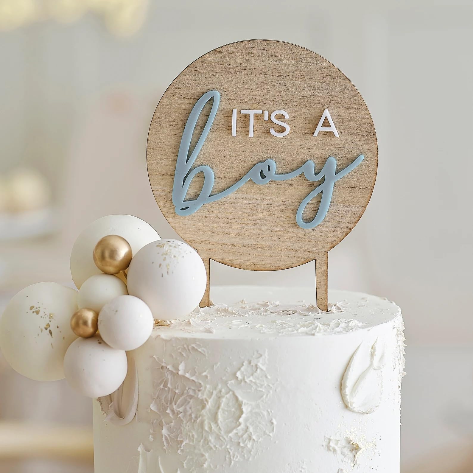 Photo 1 of It's A Boy Cake Topper,Wooden Baby Boy Cake Topper for Gender Reveal Party Decorations,Baby Shower Party Decorations