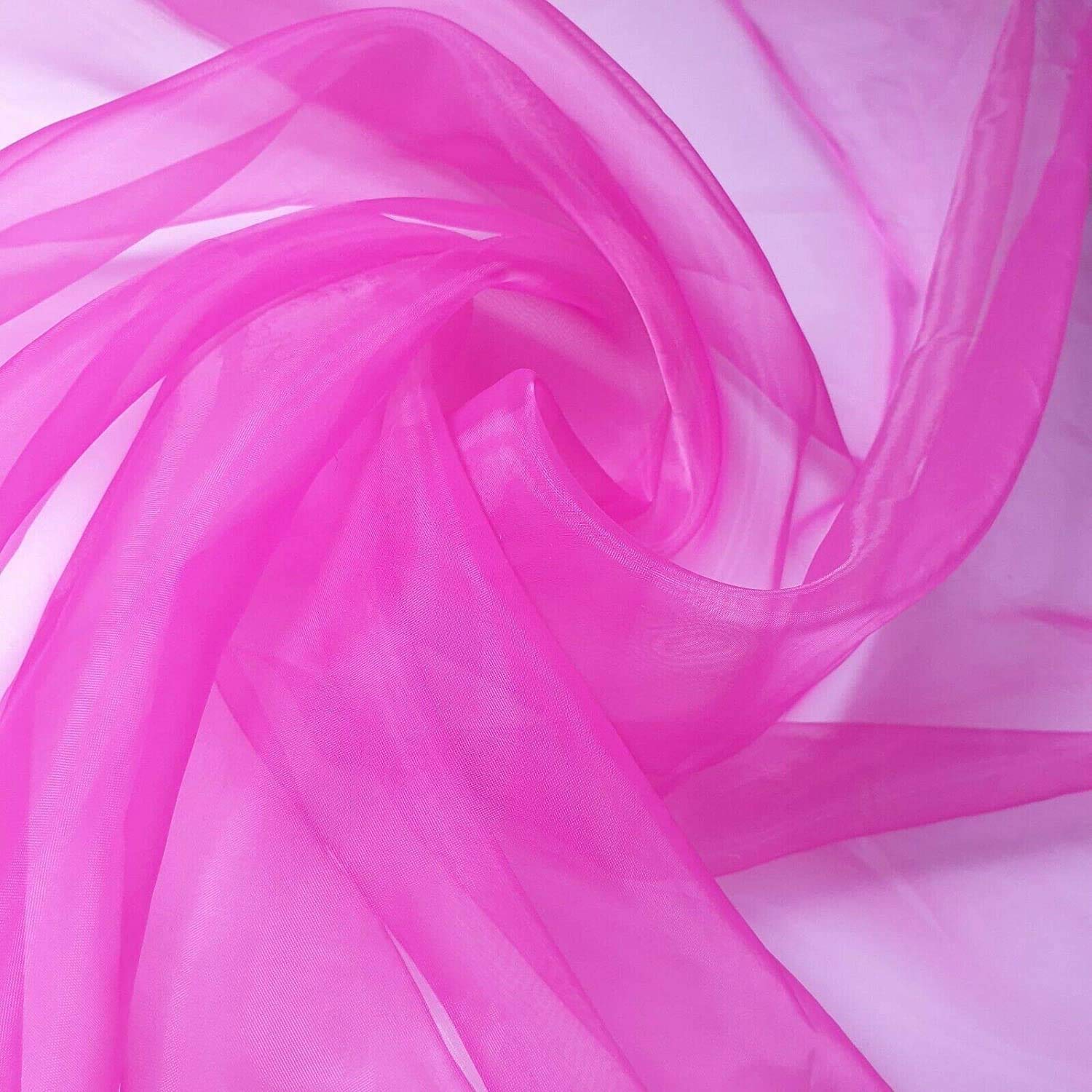 2 Meter Sheer Organza Fabric Voile Drape Curtain, Wedding Fabric 150cm Organdie by Meter (Hot Pink) — image 1