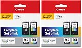 Canon PG-260 / CLI-261 Genuine Ink Value Pack (2 Cartridges),Compatible with TS5320,TR7020,(Pack of 2)