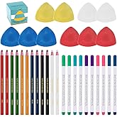 Swpeet 32Pcs Professional Sewing Tools Kit, Including 10Pcs Professional Tailor's Chalk and 12Pcs Sewing Mark Pencil with 10P