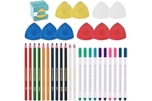Swpeet 32Pcs Professional Sewing Tools Kit, Including 10Pcs Professional Tailor's Chalk and 12Pcs Sewing Mark Pencil with 10P