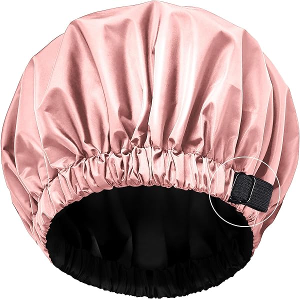 thumbnail image 2 of Amamba Shower Cap,100% Real Satin Lined Shower Cap,Extra Large Shower Cap For Women Reusable Waterproof,Adjustable Size&Long Hair Bath Caps : Buy Online At Best Price In KSA - Souq Is Now 2 of 12