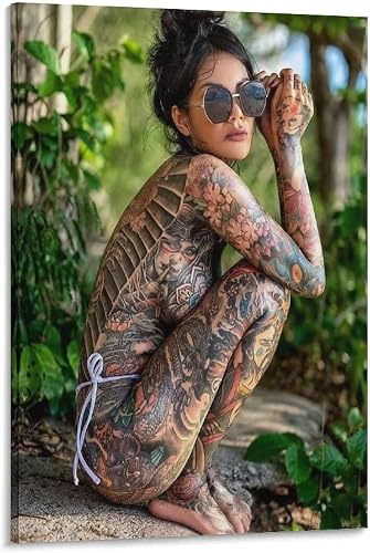 Sexy Tattoo Girl Full Body Tattoo Sexy Poster Nude Tattoo Canvas