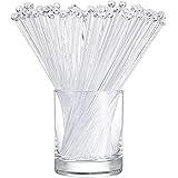 Ball Head Stirrer Disposible Plastic Round Top Crystal Swizzle Sticks ，Crystal Cake Pops, Cocktail Coffee Drink Stirrers 100 