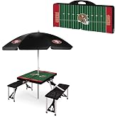 PICNIC TIME NFL Picnic Table Portable Folding Table with Seats and Umbrella