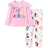 Disney Princess Toddler Girl Outfit Long Sleeve Shirt and Leggings 2PCS Girls Clothing Sets Fall Pullover Dailywear