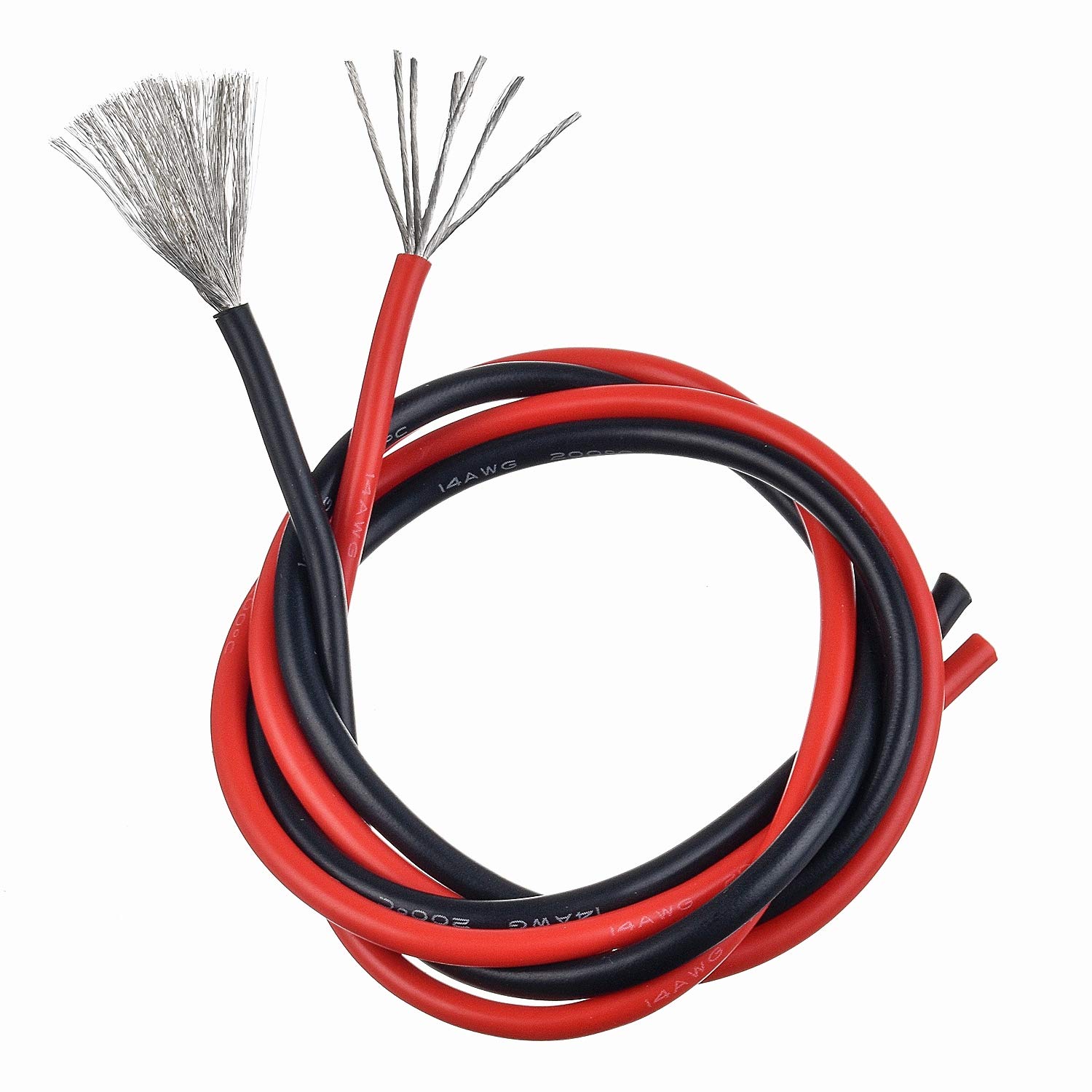 BOJACK 14 Gauge Silicone Wire 10 feet red and 10 feet Black Flexible 14 AWG Stranded Copper Wire(pack of 1 pair)