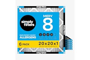 Simply 20x20x1 Air Filter, Merv 8, MPR 600, 6 Pack, Furnace Air Filter for HVAC (Actual Size: 19.75"x19.75"x0.75") DUST, Pet, —  skincare product