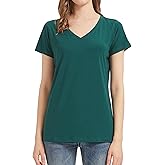 netdraw Women's Ultra-Soft Bamboo Viscose Cotton V-Neck Short Sleeve T-Shirt, Casual Summer Tops for Lounge Sleep Pajama
