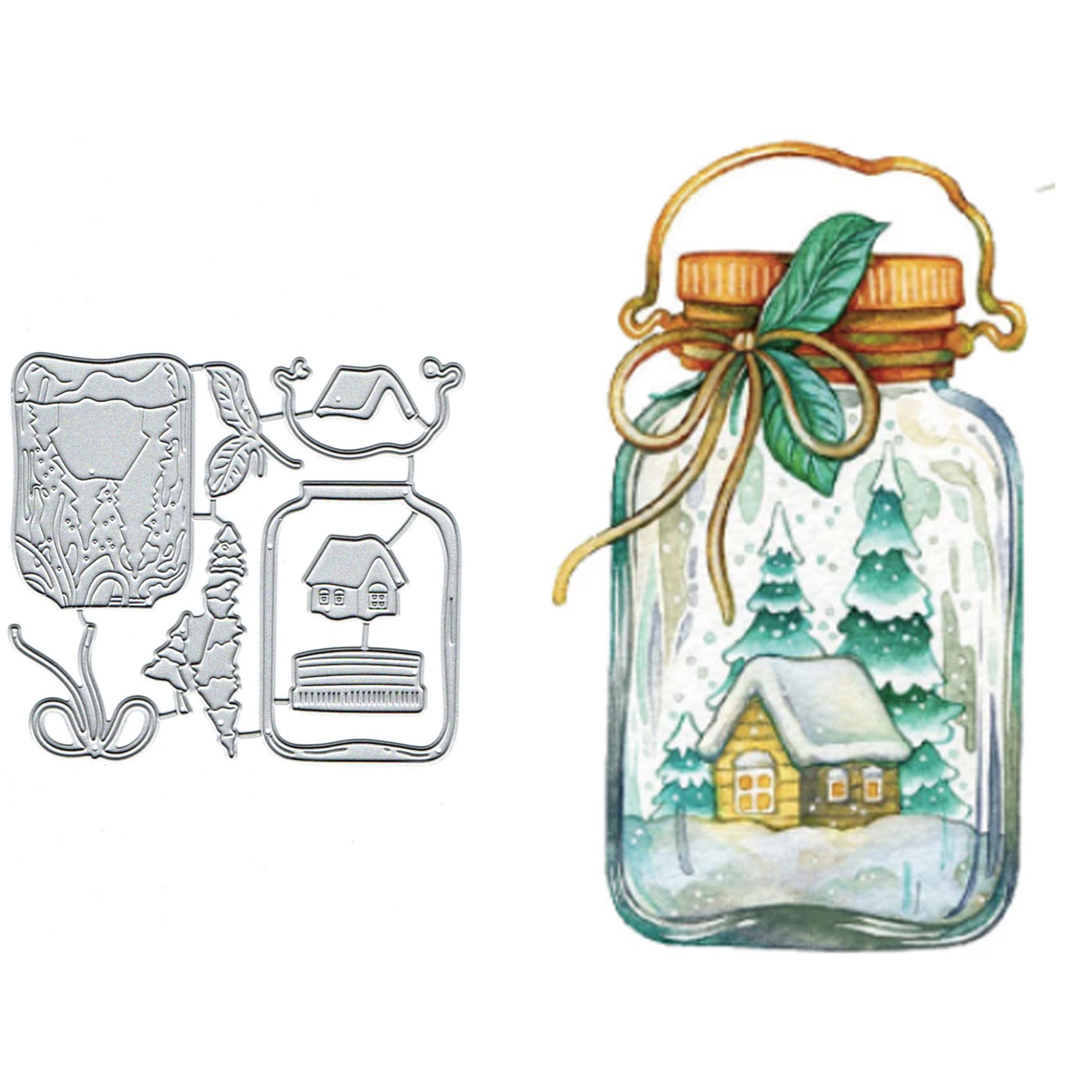Yeyert Transparent Bottle Metal Die Cuts for Card Making,Bowtie Tree Flower House Card Cutting Dies Cut Stencils DIY Scrapbooking Album Decorative Embossing Paper Card Embossing Craft