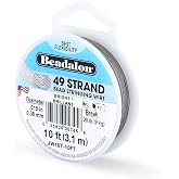 Beadalon 49-Strand Bead Wire, .015" / 0.38 mm, Bright, 10 ft / 3.1 m | 49 Micro-Wire Strands Offer Greater Flexibility, Strength and Durability, Stainless Steel with Polished Finish, Made in USA