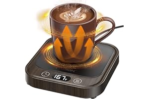 LAOION Mug Warmer - 40W Coffee Cup Warmer for Desk with Auto Shut Off, Smart Electric Candle Warmer with 4 Temp & Time Settings, Coffee Gifts for Beverage, Tea, Water, Milk in Home & Office (Wood)