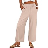 ANRABESS Womens Wide Leg Pants Summer Lounge Elastic Waist Palazzo Pants Lightweight Beach Vacation Trousers with Pockets