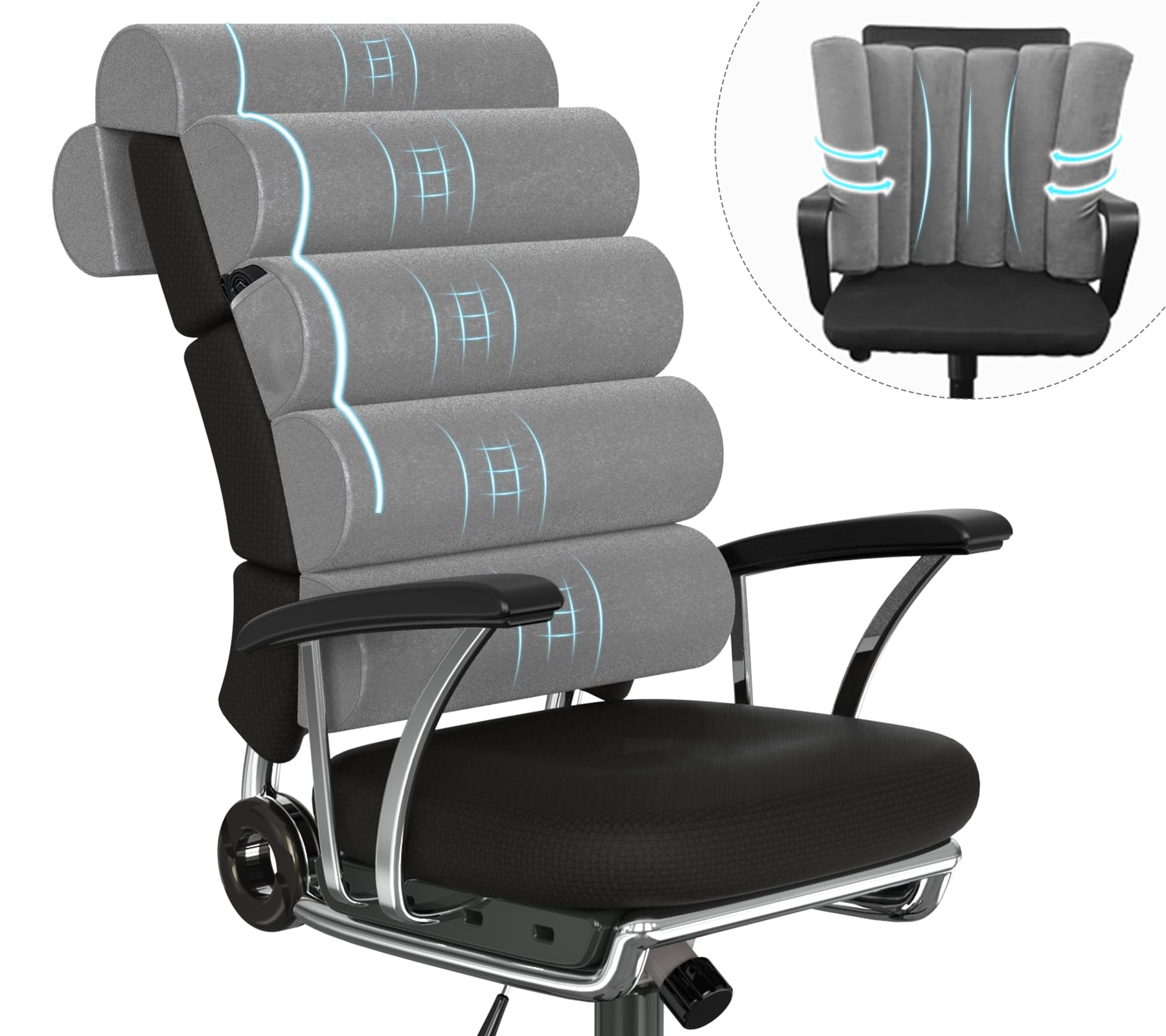 Photo 1 of GIVANLEE Back Support Pillow for Office Chair with Neck Support,Lumbar Pillow Adjustable for Chair,Patented 6 semi-Circular Foldable Back Cushion Hanging on Desk Chair/Couch/Recliner,Soft