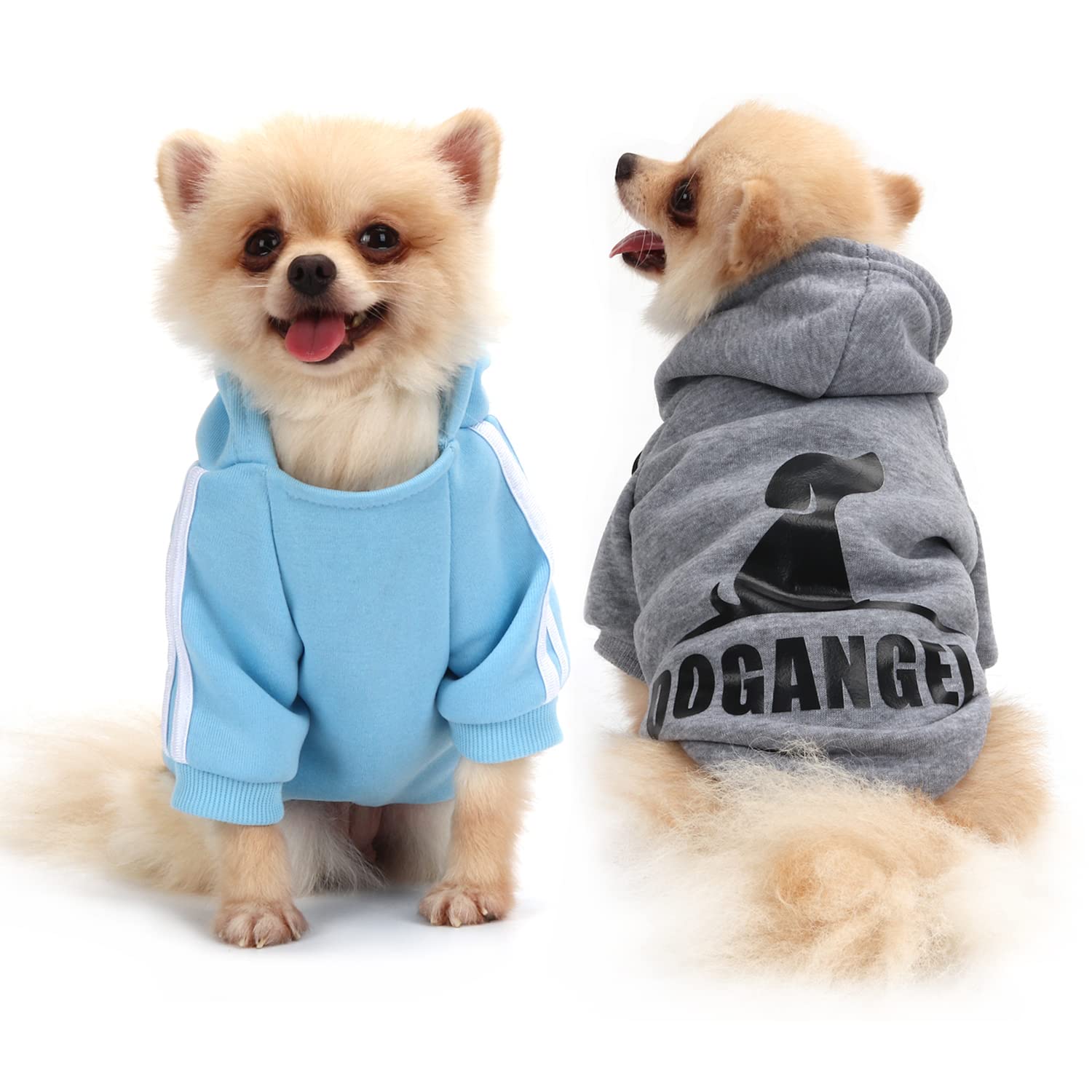 QiCheng&LYS Dog Hoodies Clothes,Pet Puppy Cat Cute Cotton Warm Hoodies Coat Sweater (XS, Grey/Blue)