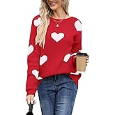 shermie Women's Long Sleeve Crew Neck Pullover Sweaters Loose Casual Multi-Hearts Knit Sweater