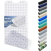 Yimobra Non Slip Bathtub Mat 40 x 16 Inch, Extra Long Shower Mat with Drain Holes, Machine Washable Baby Bath Mats, Strong Suction Cups for Bathroom Floor, Clear