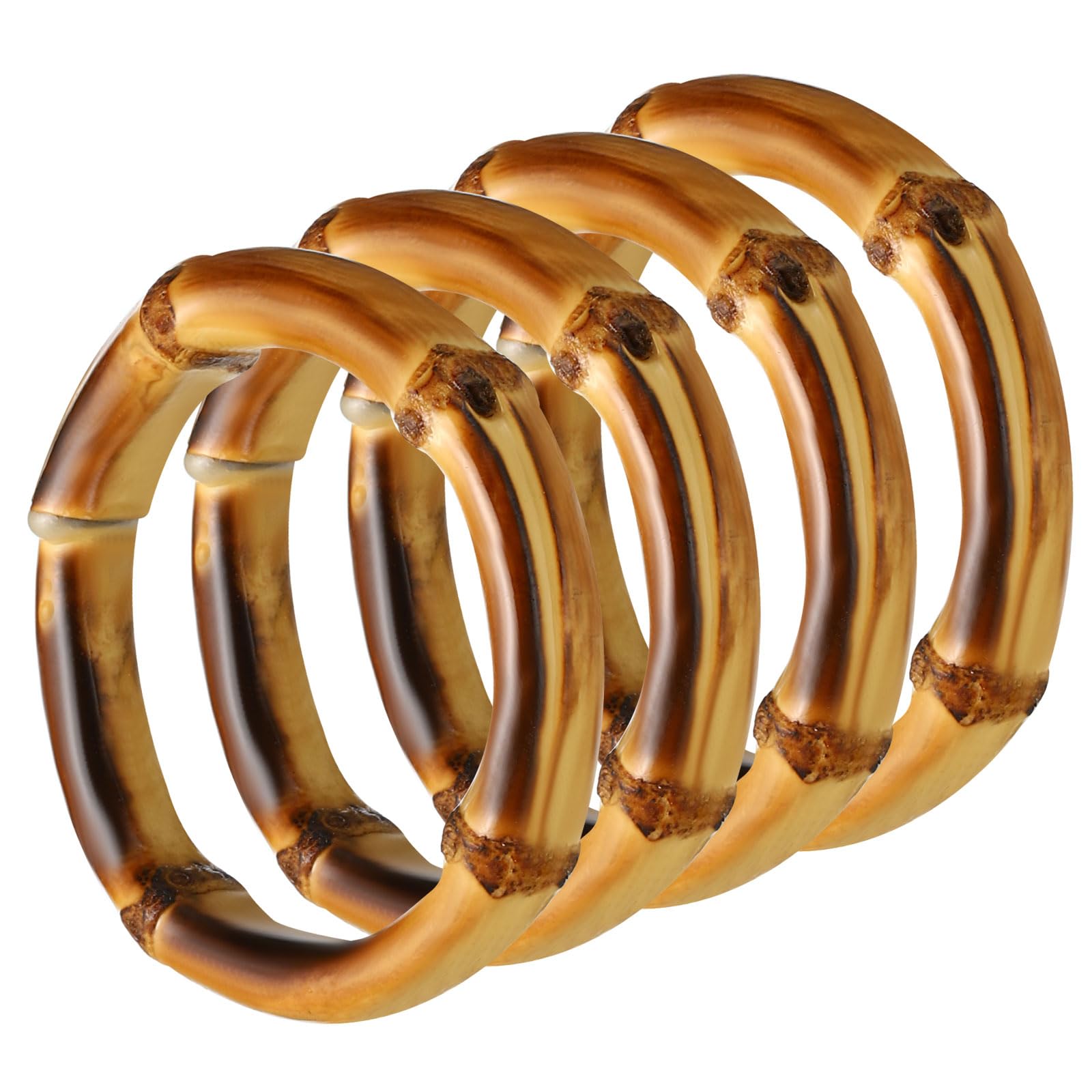 PATIKIL 2.5 Inch Bamboo Purse Handles, 4 Pcs Round Replacement Handmade Rings for Tote Bag Purse Making Decorations, Brown