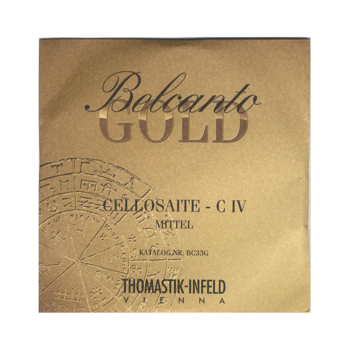 Thomastik single string for cello 4/4 Belcanto Gold - C string spiral core, winding multi-composite alloy, medium