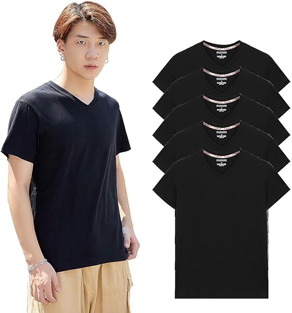 Amazon インナーシャツ メンズ Tシャツ 半袖 Vネック 肌着 5枚組 綿100 Tシャツ セット 柔らかい 快適 メンズ 服 防菌防臭 無地 吸汗速乾 ストレッチ 通気性 春夏秋冬 男 女 兼用 Tシャツ カットソー 通販