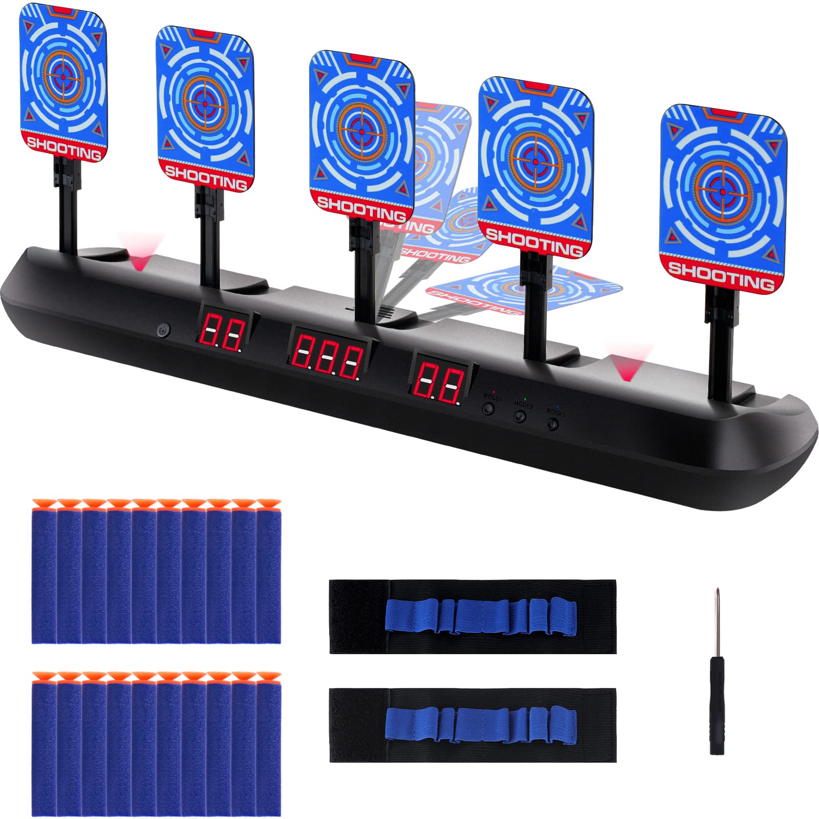 AISIPRIN Electronic Digital Target,Target for Nerf Guns,Auto Reset Digital Intelligent Light Sound Effect Scoring Target Toys，Indoor Outdoor Games for Kids Boys Girls