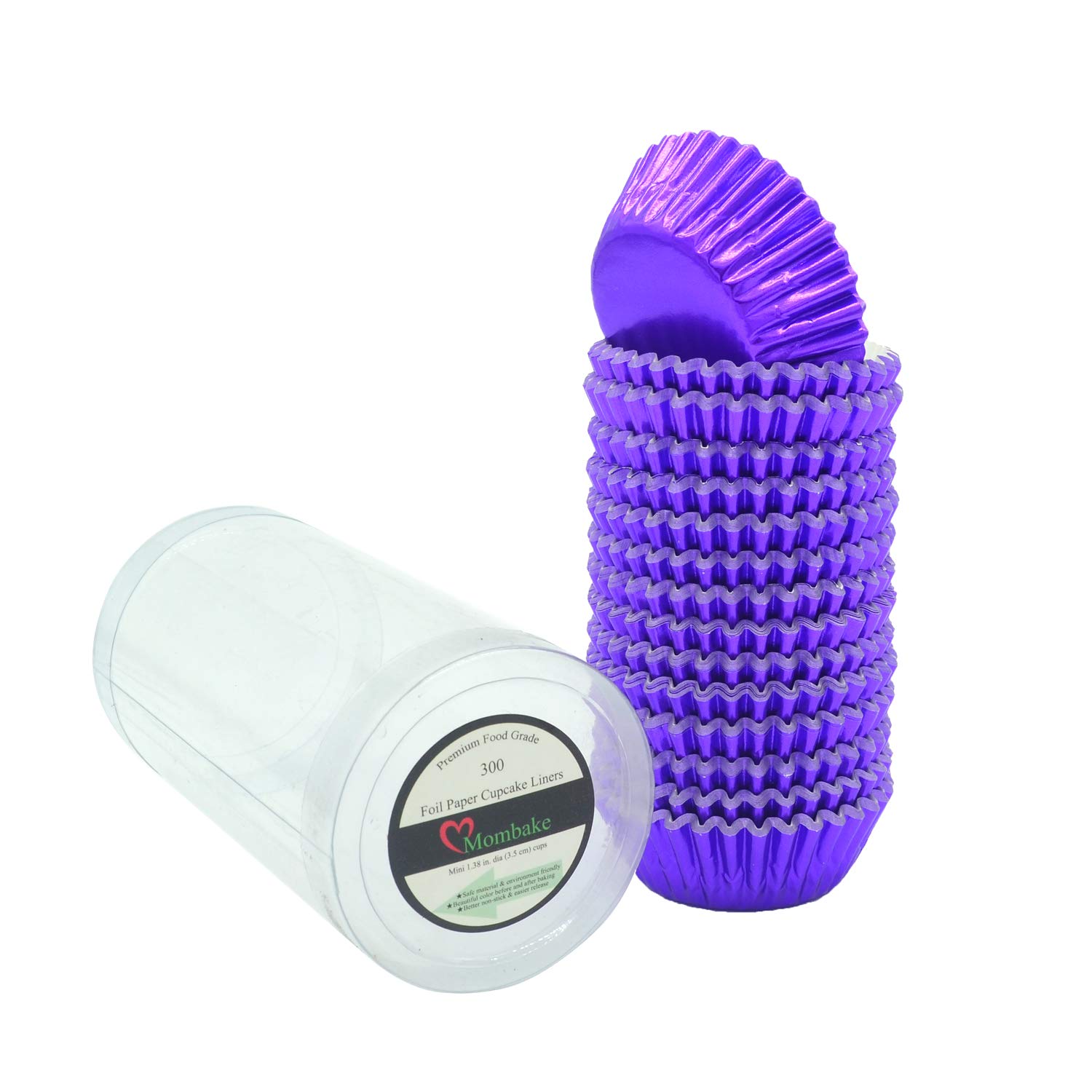 Mombake Mini Foil Cupcake Cases,Muffin Baking Cups(Purple, 300-Count)
