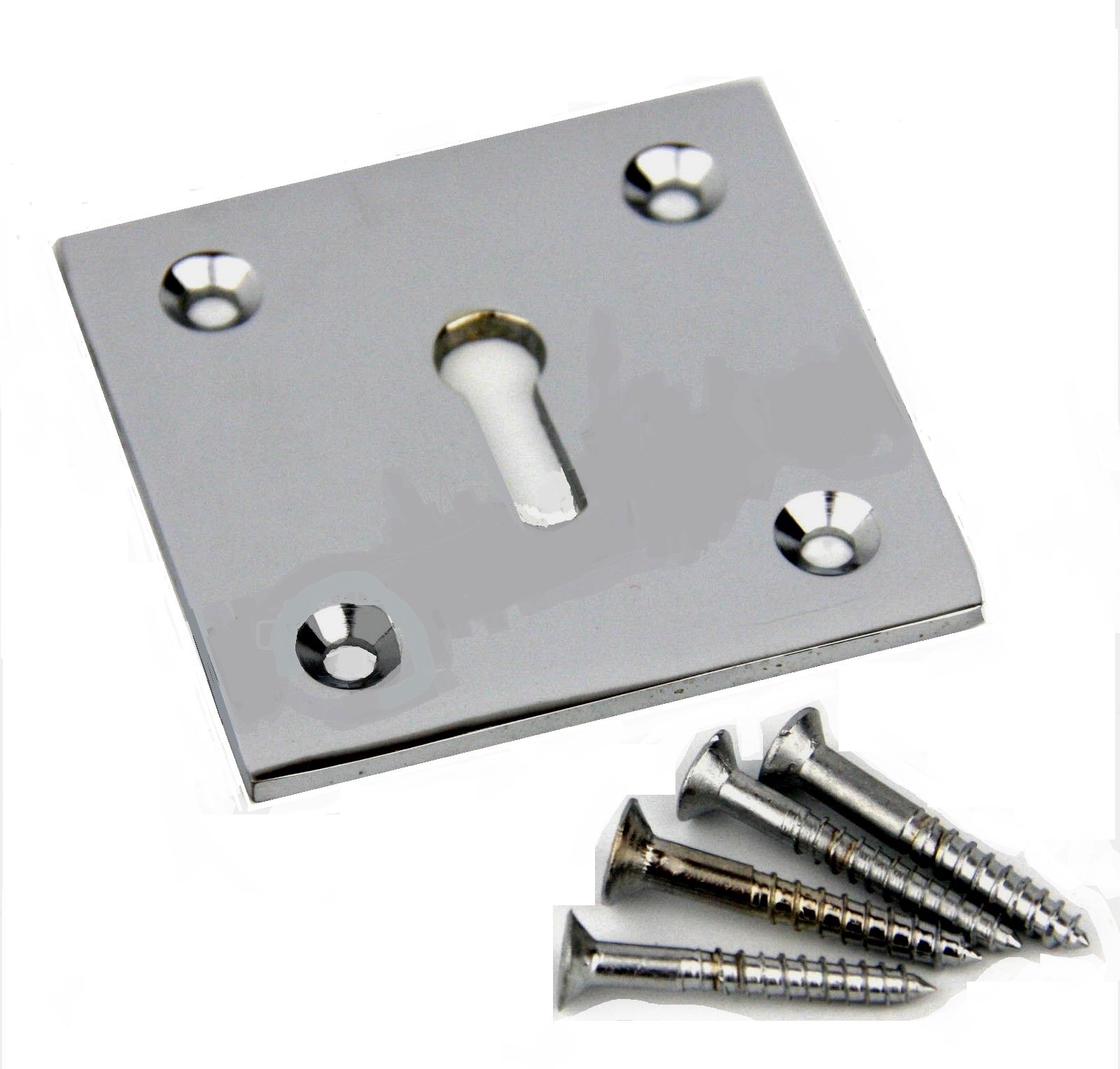 Frelan Jedo Square Keyhole Cover Escutcheon 50mm x 50mm + Screws (Satin Chrome) — image 1