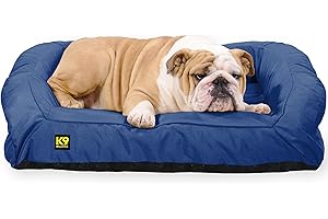 K9 Ballistics Tough Bolster Nesting Pillow Medium Sofa Dog Bed with Removable Washable Cover - Durable, Water Resistant with Nonskid Bottom 33"x27", Blue Quartz