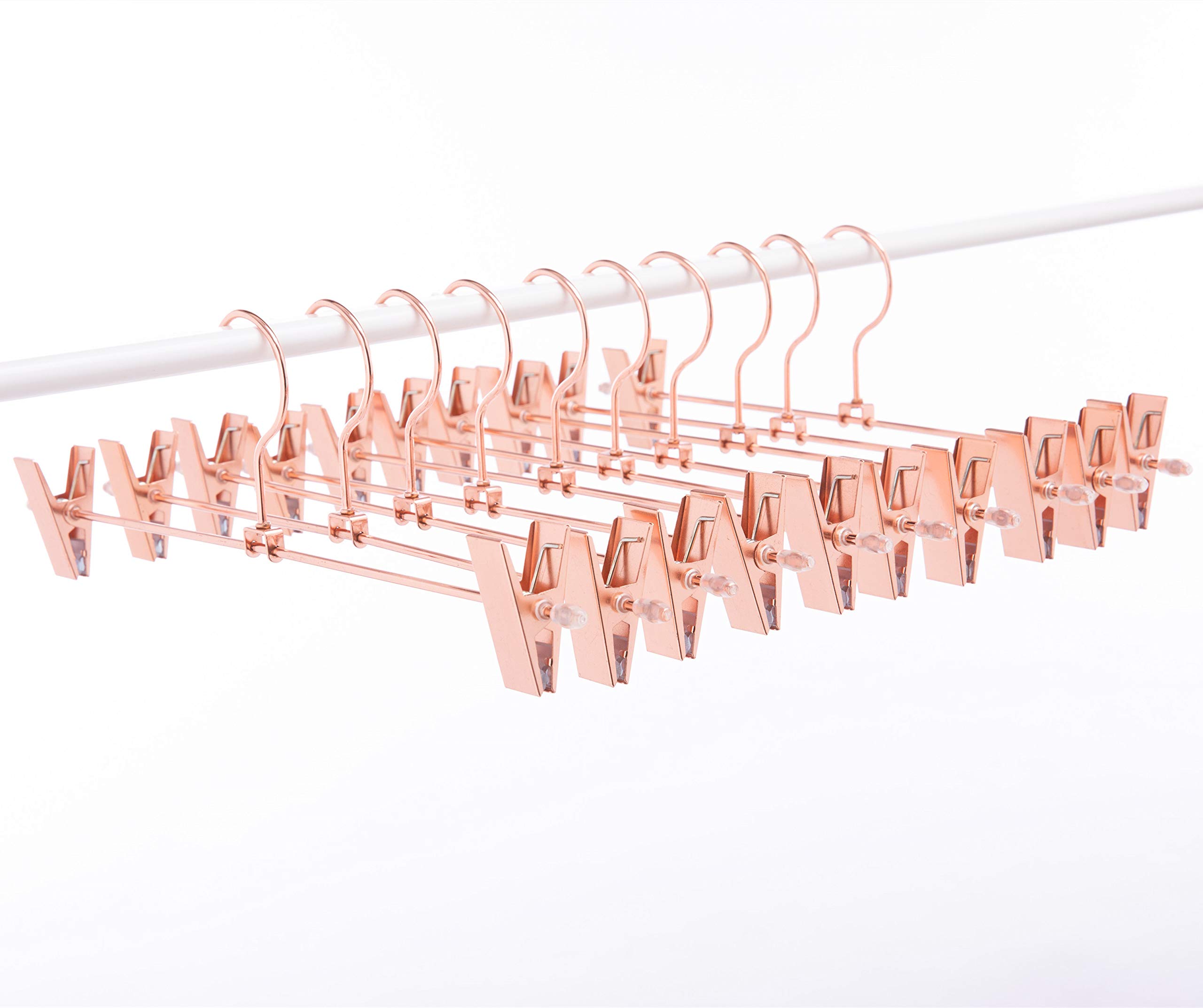 Cocomaya 43 cm Heavy Duty Metal Clothes Hanger, Coat Hanger Dress Hanger with Big Notches Pack of 10 (Rose gold copper color-skirt hanger, 20)