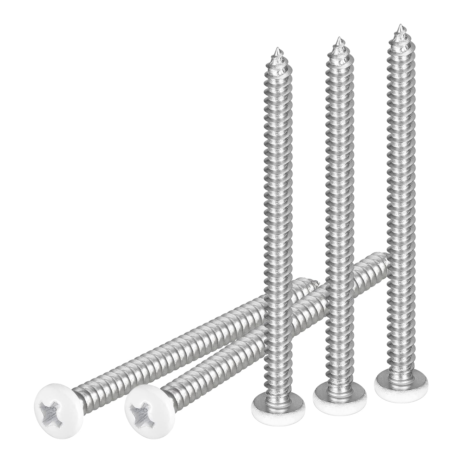 DTGN #8x2-1/2" White Screws 15Pack - 304 Stainless Steel Pan Head Phillips Sheet Metal Screw Self-tapping Screw Wood Screws