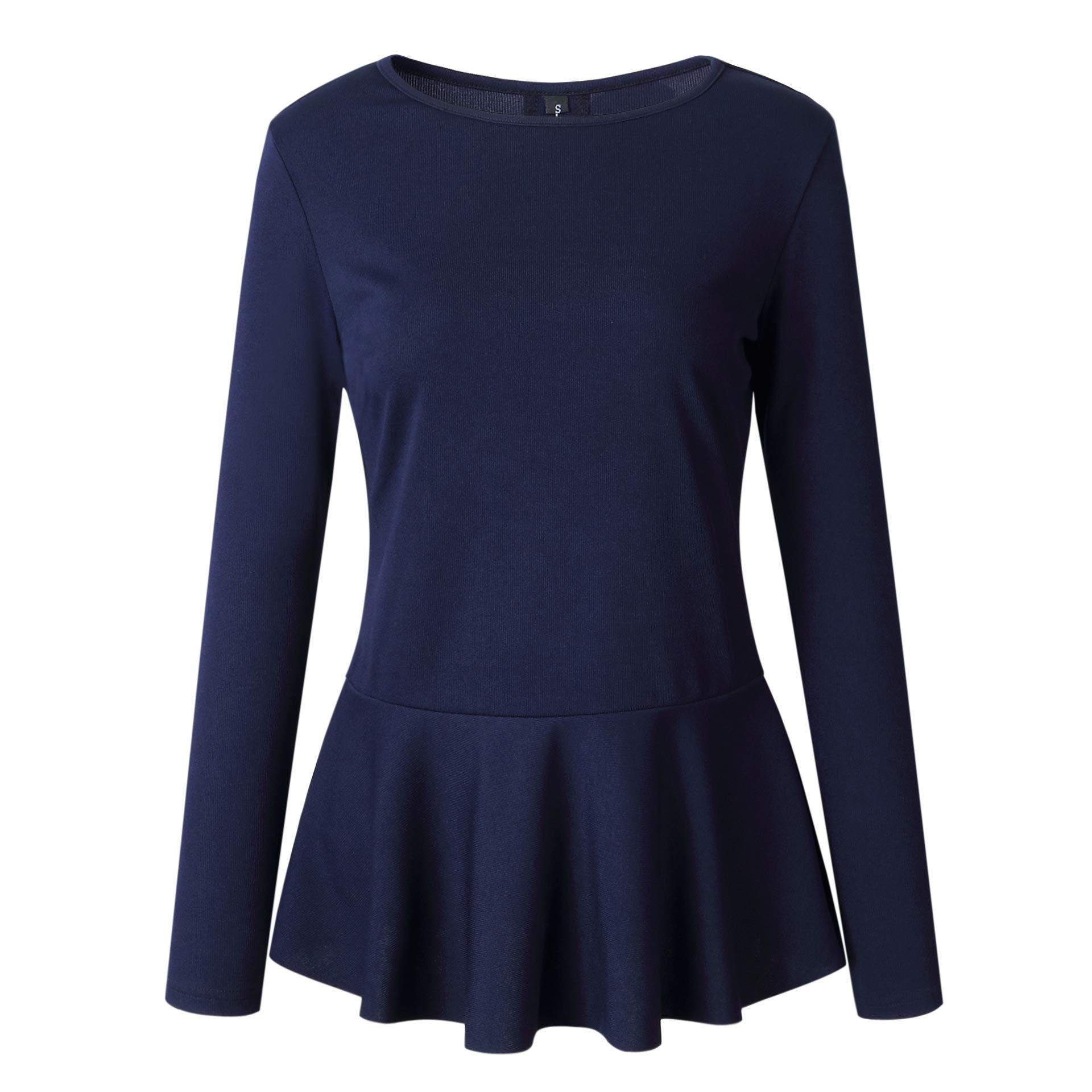 Women\'s Cute Long Sleeve Shirts - Unique Bowknot Tie Back Ruffe Tops Medium Navy