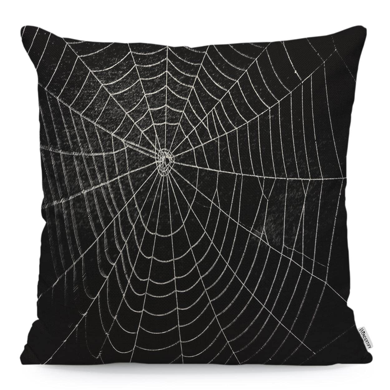 WONDERTIFY Spider Web Net Cushion Cover Raindrop Scary Insect Bat Horror Halloween Throw Pillow Covers Cushion Case For Couch Home Decor Black White 45X45 Cm