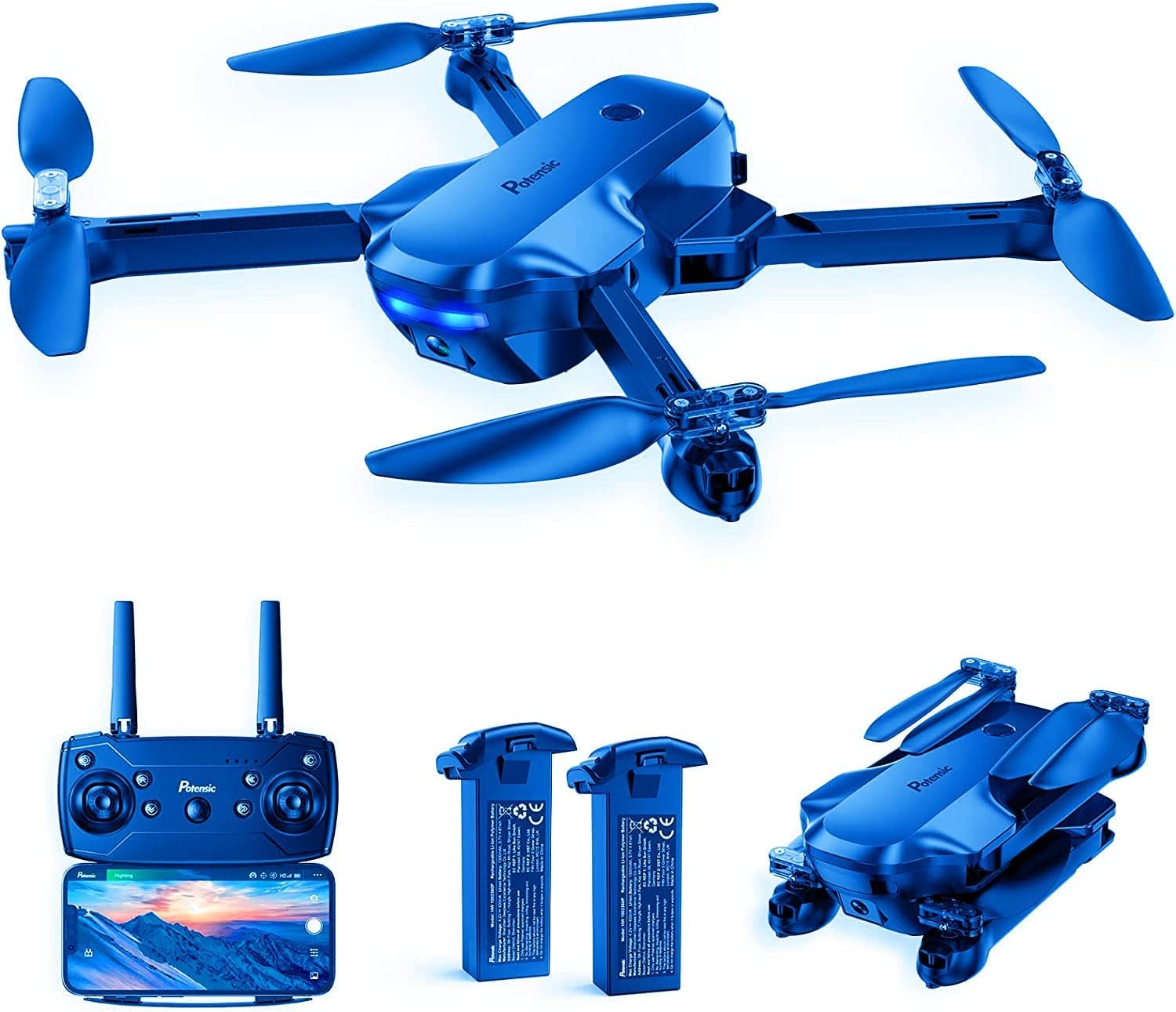 Potensic GPS Drone with 2K Camera for Adults, 130° Wide Angle HD Lens, Brushless Motor Drone with 20 Mins Flying Time, D85 RC Quadcopter for Beginners, Follow Me, Auto Return Home, Altitude Hold