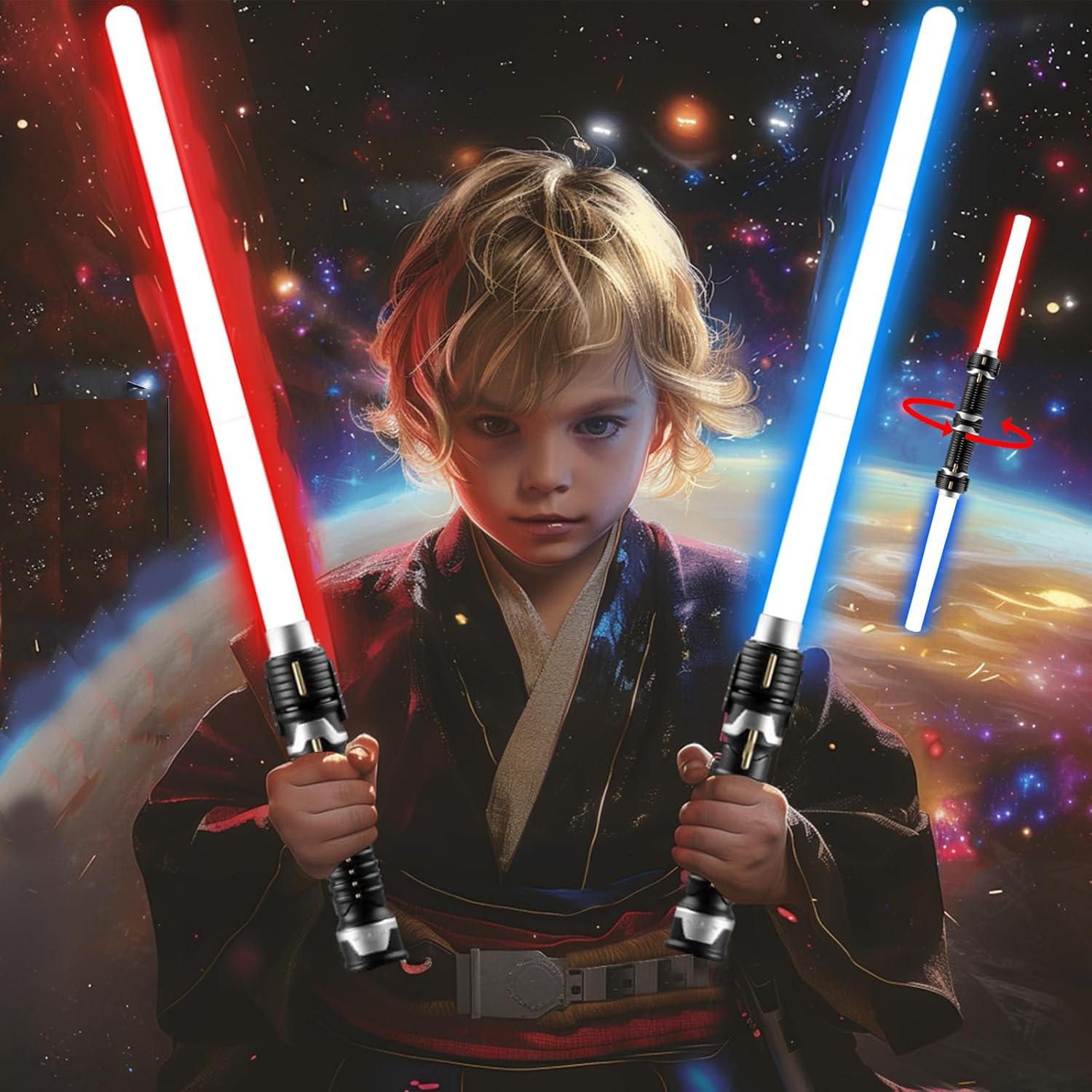 vol Lightsaber LED Light Up Sword with Sound- Retractable light sabers for kids - Light Saber Sword Toys for Boys Kids Gift Party Favors