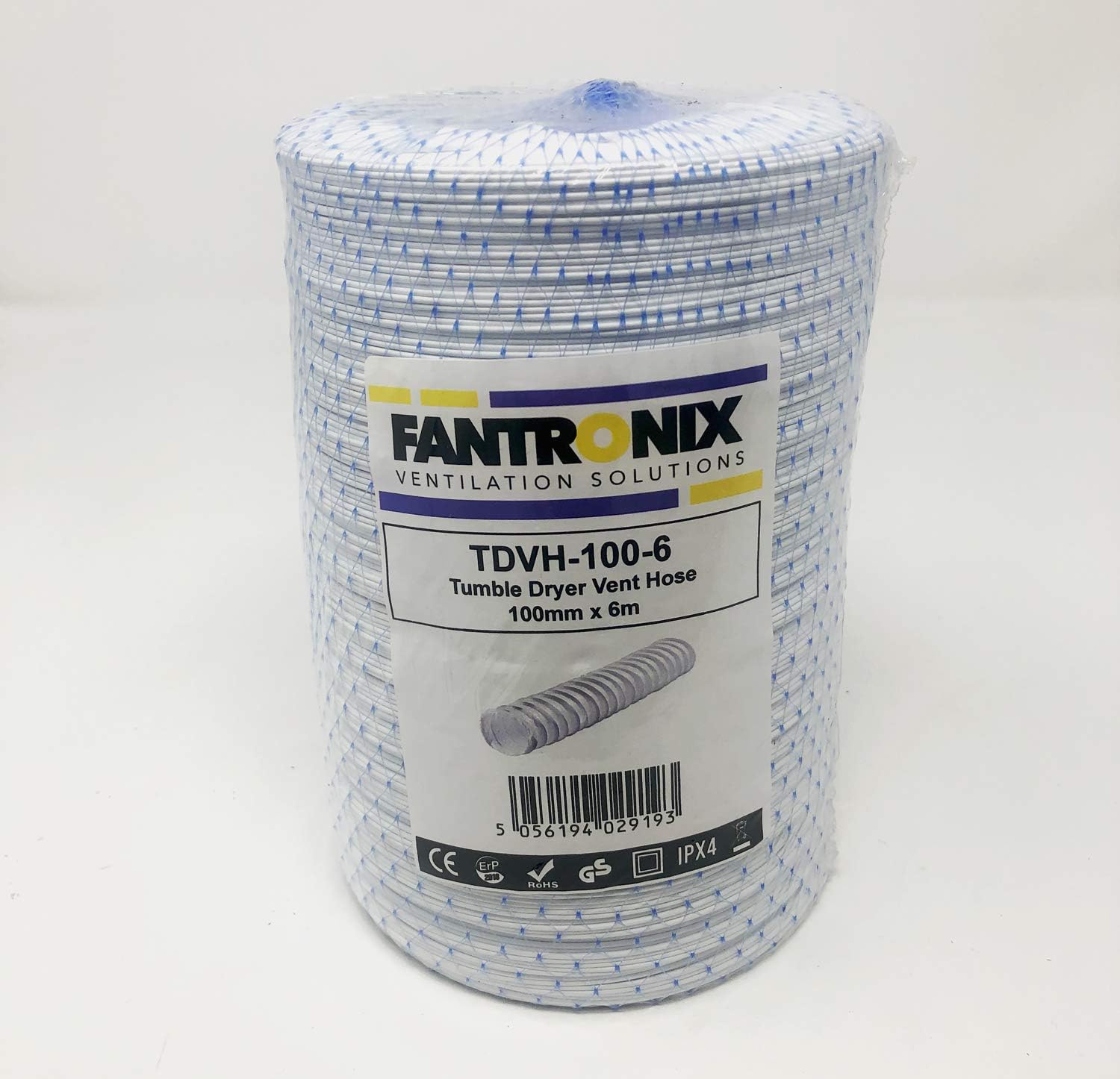 Fantronix Flexible Vent Hose 150mm (6 Inch) - Universal Tumble Dryer, Cooker Hood & Extractor Fan Air Duct, 6 Metre Length