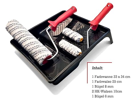 Schuller Eh'klar 20231 Farbroller-Set 6-teilg Profiqualität für Wandfarben, 1x Breite 250mm und 1x Breite 100mm, für Teleskop