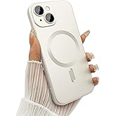 ankofave Magnetic Case for iPhone 14 Phone Case for Women/Men, Shockproof Matte Luxury Soft Metallic Luster Design with Camera Lens Protector, Compatible with Magsafe Case for iPhone 14 6.1"-White