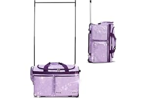 Fanwoli 23" Dance Bag with Garment Rack | Glittering Waterproof Fabric | Shine-Bright Collection | Ideal Competition Rolling Duffle Bag for Dancer Cheerleader Little Princess | Sparkle Purple